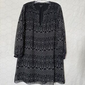 Madewell Geometric Shift Dress Black White Print Size Medium